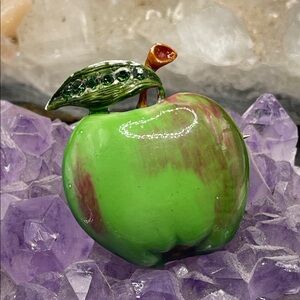 3.25.26-12 Albert Weiss Green and Red Apple Brooch **RARE**